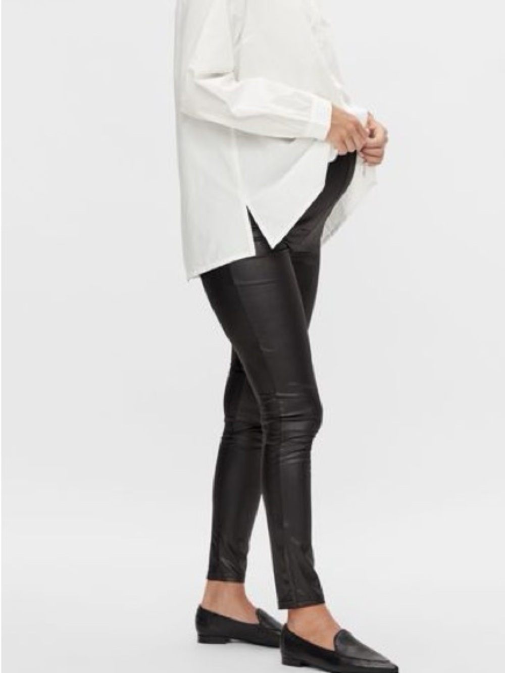 Mamalicious Maternity Faux Black Leather Leggings NWT